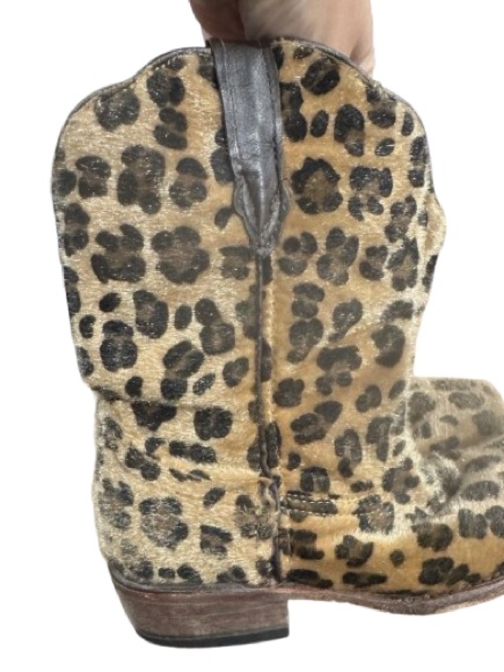 Kids Leopard Print Cowboy Boots - Brown